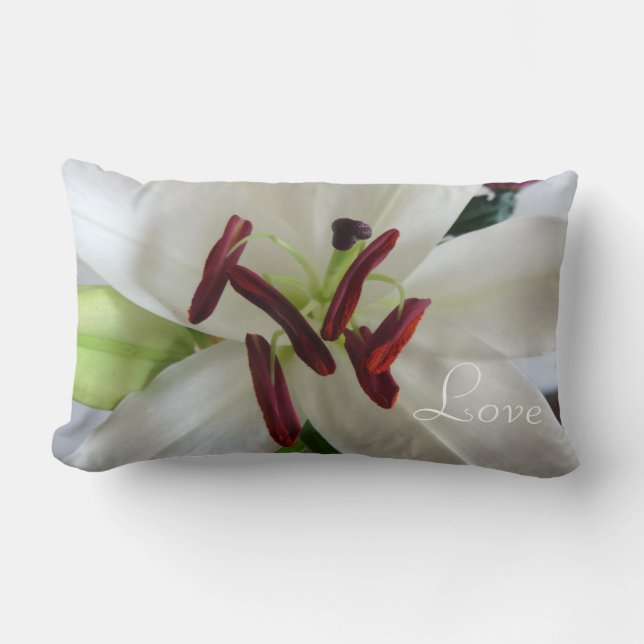 White Lily, flower. Lumbar Pillow (Front)