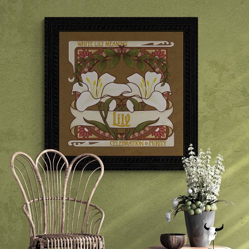 White Lily Flower Meaning Vintage Style Dark  Poster