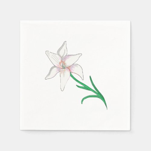 White Lily Flower  Napkins