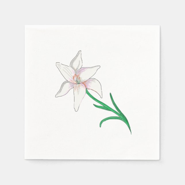White Lily Flower  Napkins (Front)
