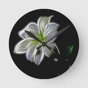 White lily flower nature beauty round clock