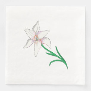 White Lily Flower Paper Dinner Napkins