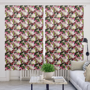 White Lily Flower Pattern Nature Blackout Curtains