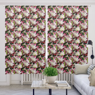 White Lily Flower Pattern Nature Blackout Curtains