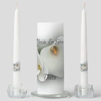 White Lily Flower Unity Wedding Candle