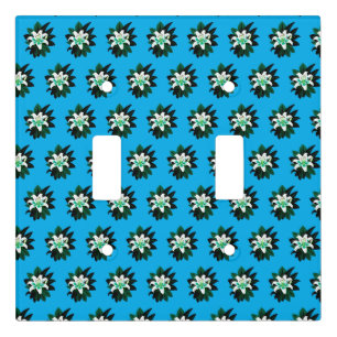 White Lily Flower With Dark Green Leaves Light Switch Cover