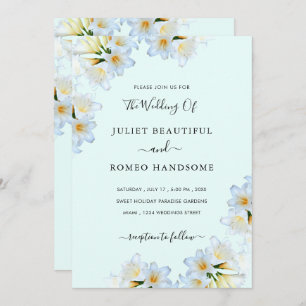 White Lily Flowers Elegant Chic Wedding Invitation