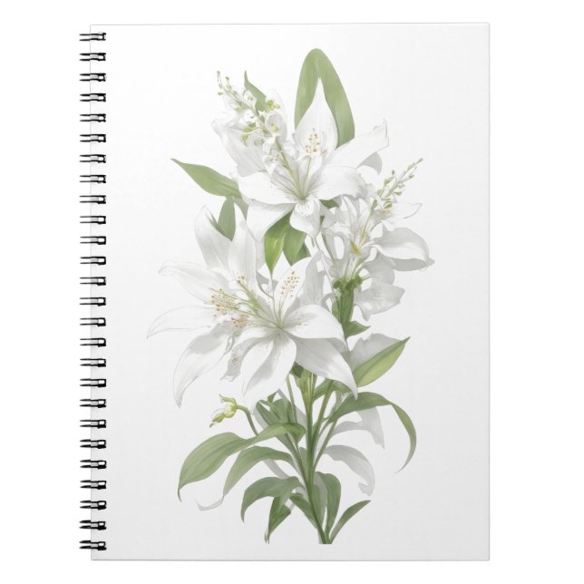White Lily Flowers Notebook (Front)