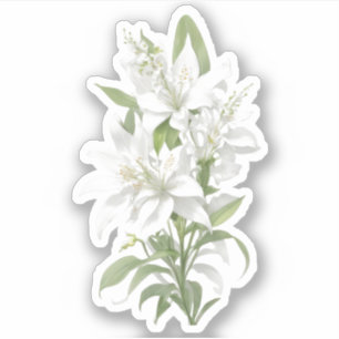White Lily Flowers Sticker