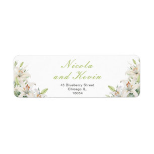 White Lily Flowers Wedding Label