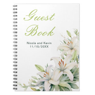 White Lily Flowers Wedding Notebook