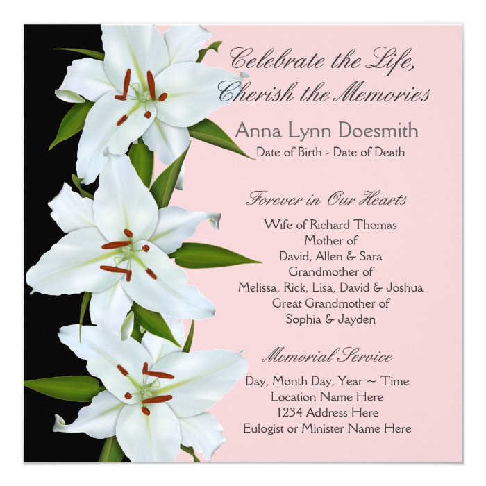 White Lily Funeral Announcements