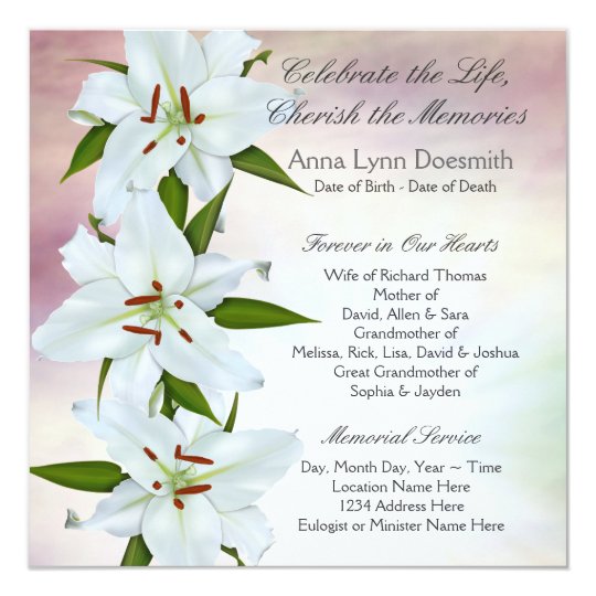 White Lily Funeral Announcements