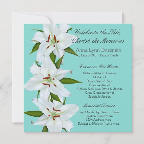 White Lily Funeral Announcements