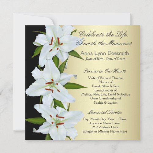 White Lily Funeral Announcements