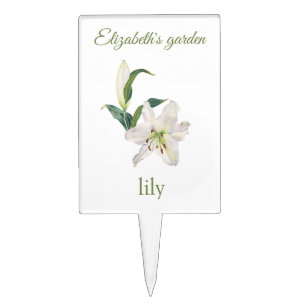 white lily garden marker pick cake topper