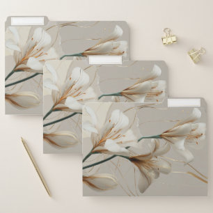 White Lily Gold Minimalist Elegant Neutral File Folder