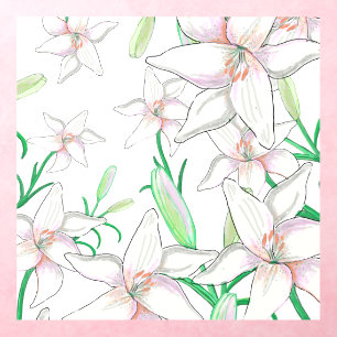 White Lily Illustration Wall Decal
