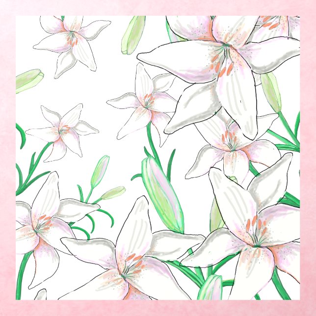 White Lily Illustration   Wall Decal (Insitu 3)