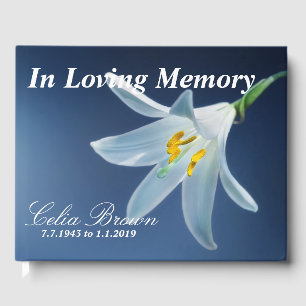 White Lily In Loving Memory Funeral, Memorial Guest Book