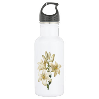 white lily(Lilium candidum) by Redouté Stainless Steel Water Bottle