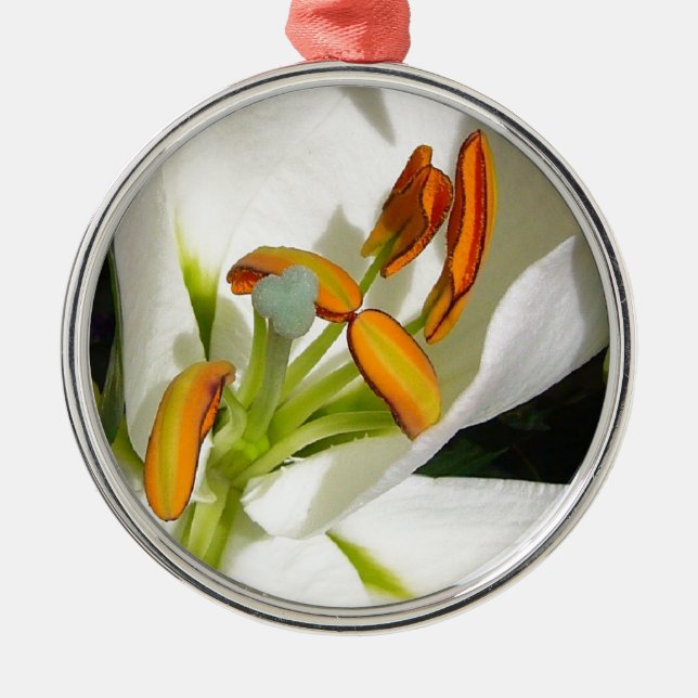 White Lily Metal Ornament (Front)