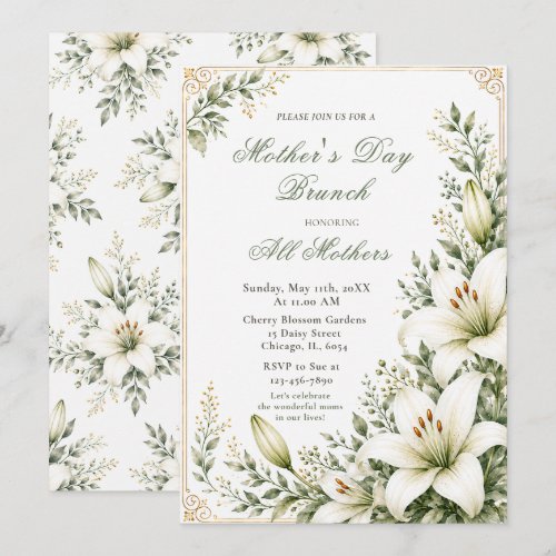 White Lily Mother's Day Brunch Invitation