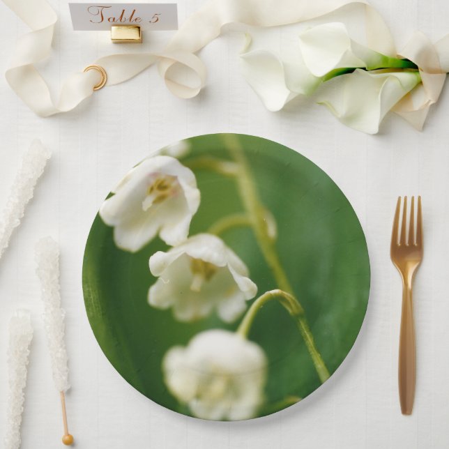 White Lily of the valley (Convallaria majalis)  Paper Plates (Wedding)
