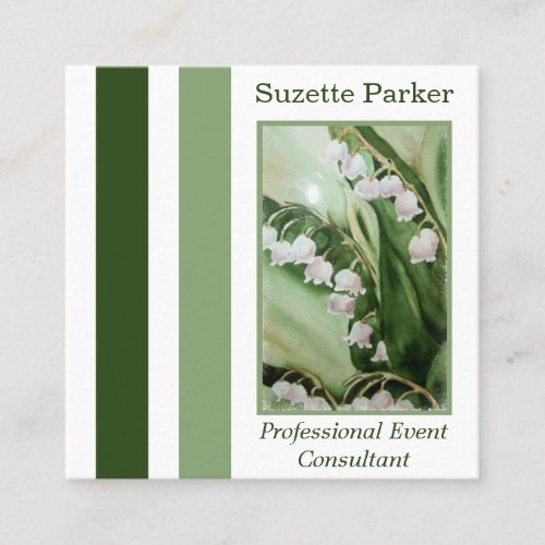 White Lily of the Valley Event Planner Square Business Card