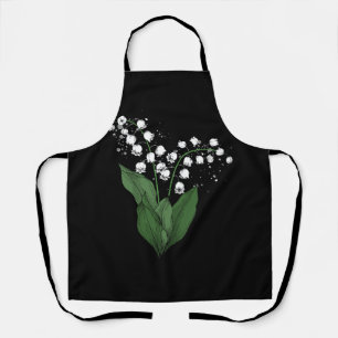 White Lily Of The Valley Spring Flower Watercolor  Apron