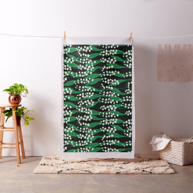 White lily of the valley with leaves pattern fabric (In Situ)