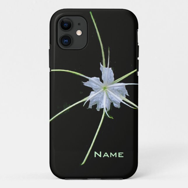 White Lily on Black iPhone Case (Back)