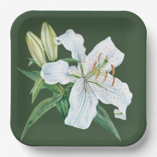 White Lily Paper Plates