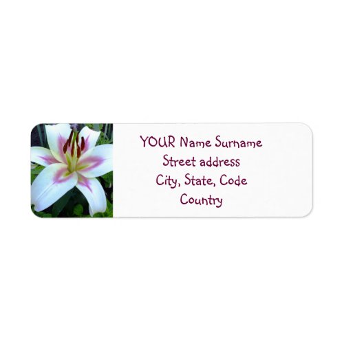 White Lily return Address Label