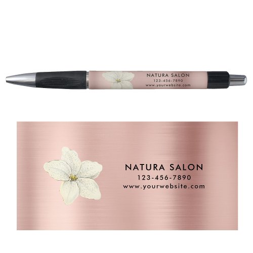 White Lily Salon Business Promotional Rose Gold  Pen