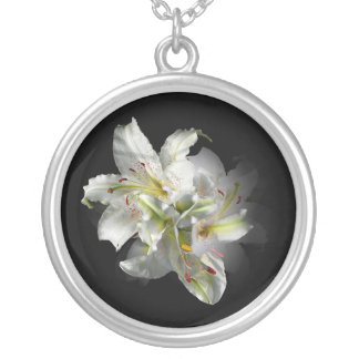 White Lily Silver Plated Necklace