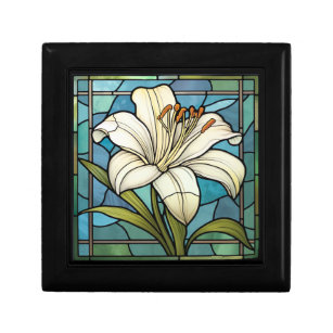 White Lily Stained Glass Gift Box