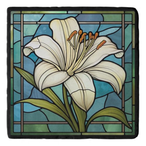 White Lily Stained Glass Trivet
