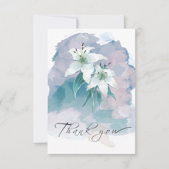 White Lily Thank You Card – Elegant Floral Design (Front)
