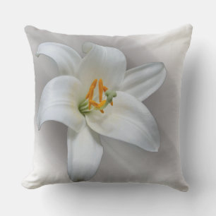 white lily throw pillow