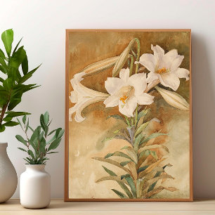 White Lily Watercolor Acrylic Wall Art