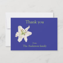 White lily watercolor Flat Thank You Card