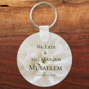 White Lily Wedding Favor Keychain