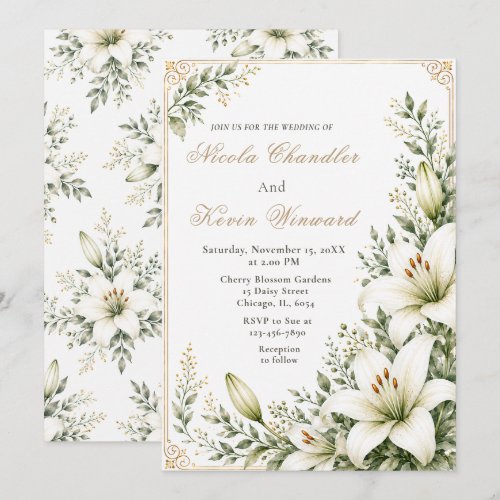 White Lily Wedding Invitation