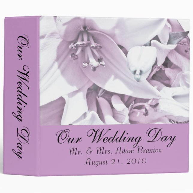 White Lily Wedding Photo Album Binder (Front/Spine)
