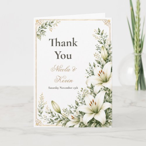 White Lily Wedding Thank You Card