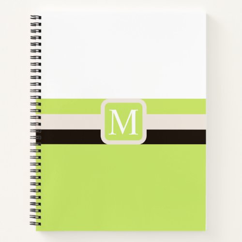 White Lime Chartreus Green Black Color Block Notebook