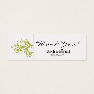 White & lime green floral Wedding favor Gift tag