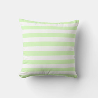White & Lime Green Pastel Lines Pattern Throw Pillow