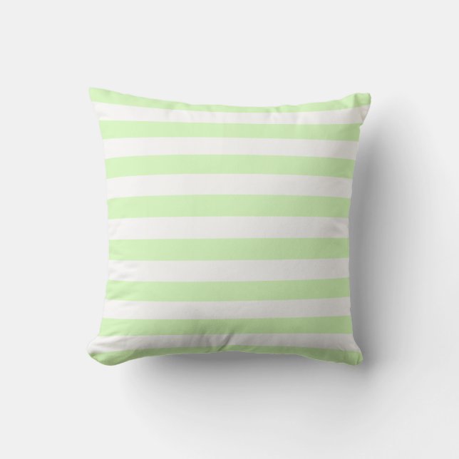 White & Lime Green Pastel Lines Pattern Throw Pillow (Front)
